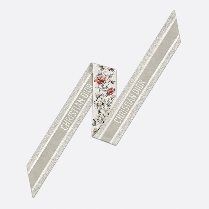 Dior Mitzah Twill Granville Motif Silk White Grey Trendy 4306 - Image 3