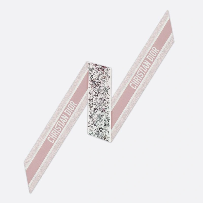 Dior Mitzah Twill In Butterfly Around the World Motif Silk Pink Trendy 5693 - Image 3