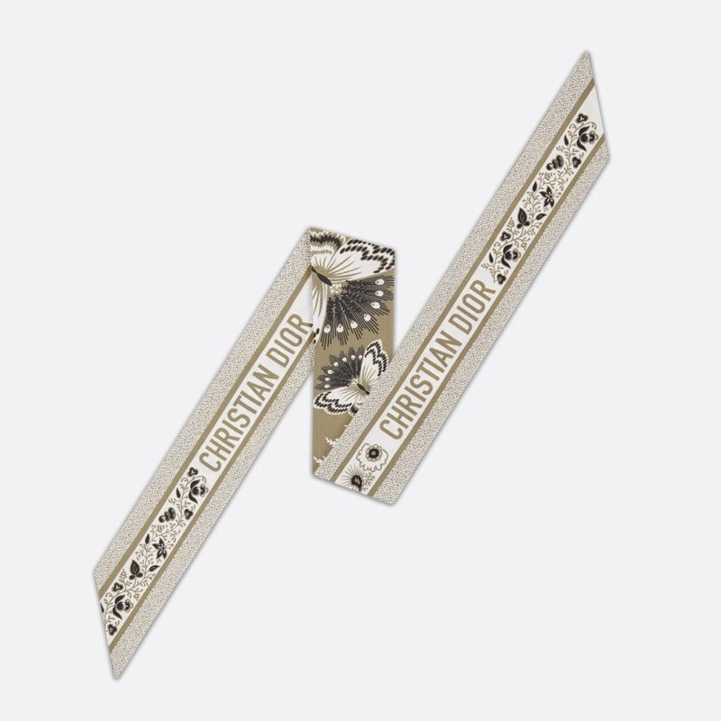 Dior Mitzah Twill In Butterfly Bandana Motif Silk Beige StreetReady 7244 - Image 3