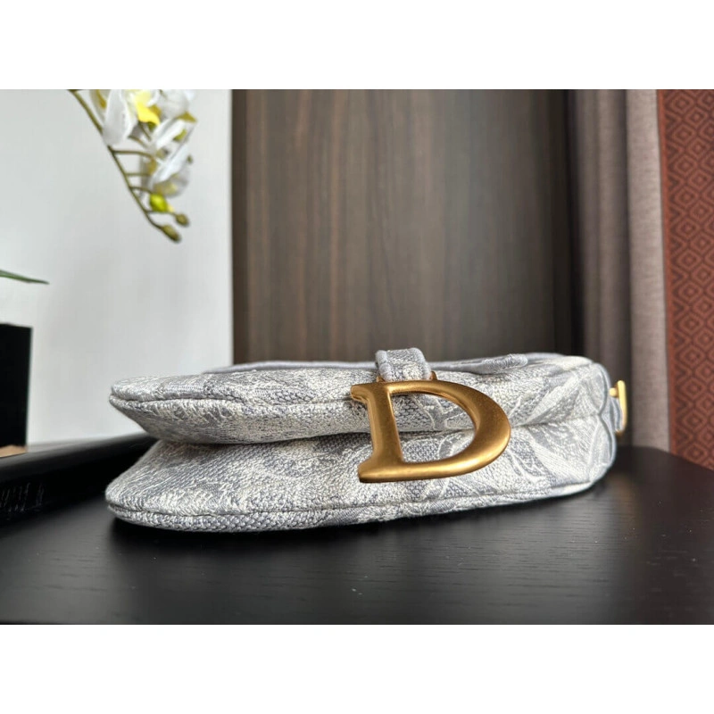 Maria Graz Dior Saddle Bag Grey Toile de Jouy Embroidery - Image 10