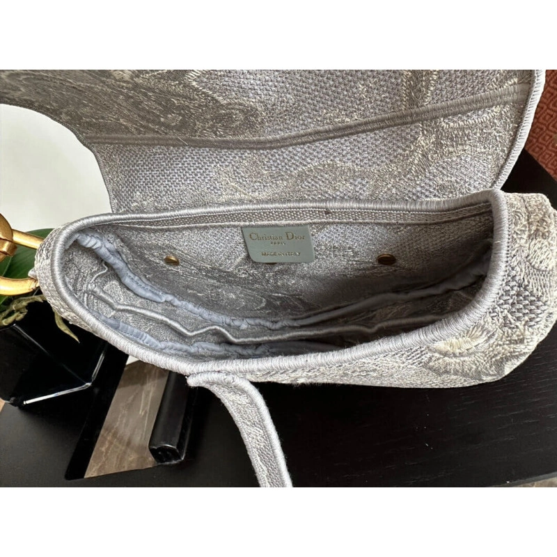 Maria Graz Dior Saddle Bag Grey Toile de Jouy Embroidery - Image 11