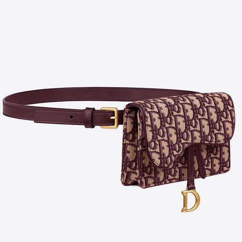 Dior Saddle Belt Pouch In Oblique Motif Canvas Burgundy EasyMatch 9342 - Image 3