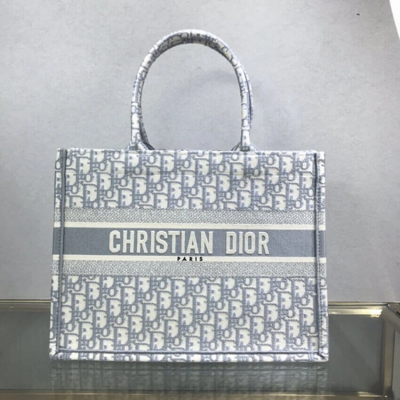 May be ca Dior Small Book Tote Grey Oblique Embroidery - Image 6