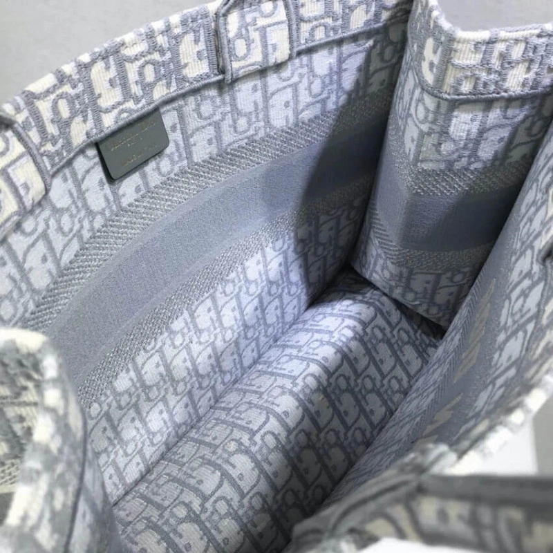 May be ca Dior Small Book Tote Grey Oblique Embroidery - Image 14