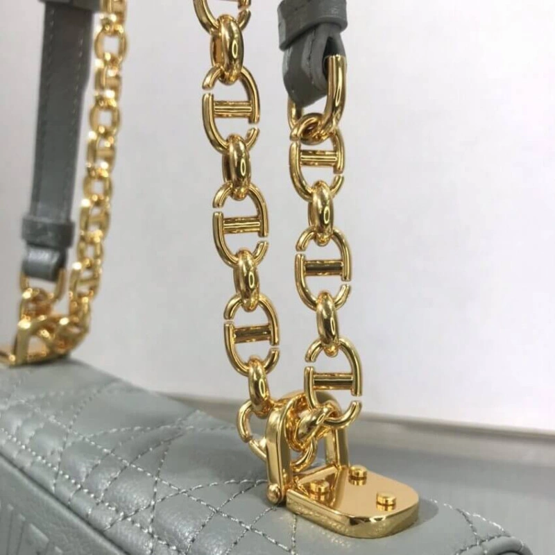 Back pock Dior Small Caro Bag Grey Supple Cannage Calfskin - Image 8