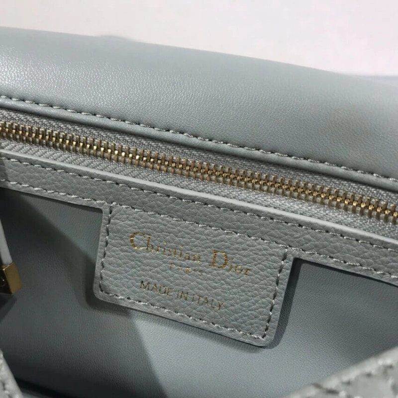 Back pock Dior Small Caro Bag Grey Supple Cannage Calfskin - Image 9