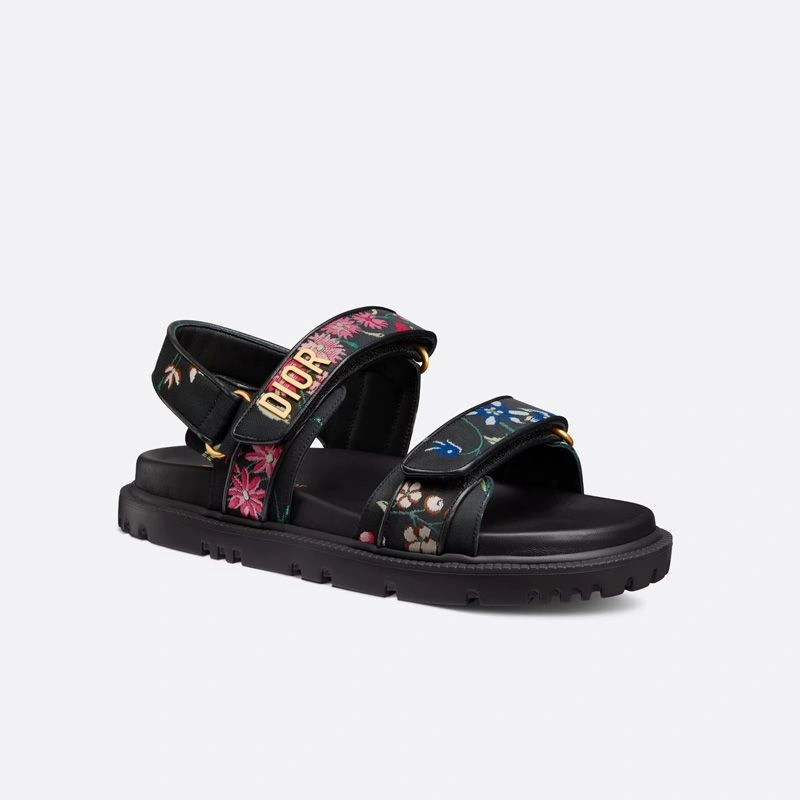 DiorAct Sandals Women Petites Fleurs Technical Fabric Black HighQuality 7431 - Image 3