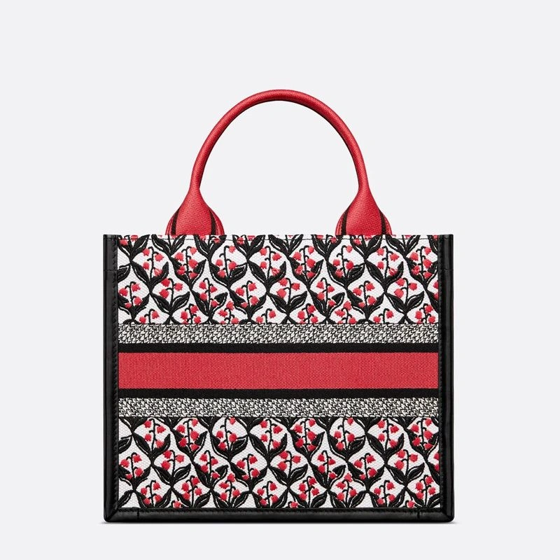 EasyMatch 3903 Dior Book Tote with Strap In Dioramour Lily Of The Valley Motif Canvas and Calfskin Red - Image 3
