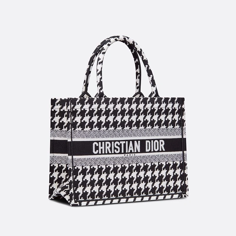 EasyMatch 4384 Dior Book Tote In Macro Houndstooth Motif Canvas Black - Image 3
