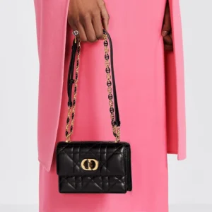 Fashionable 8428 Mini Dior Miss Caro Bag Macrocannage Lambskin Black