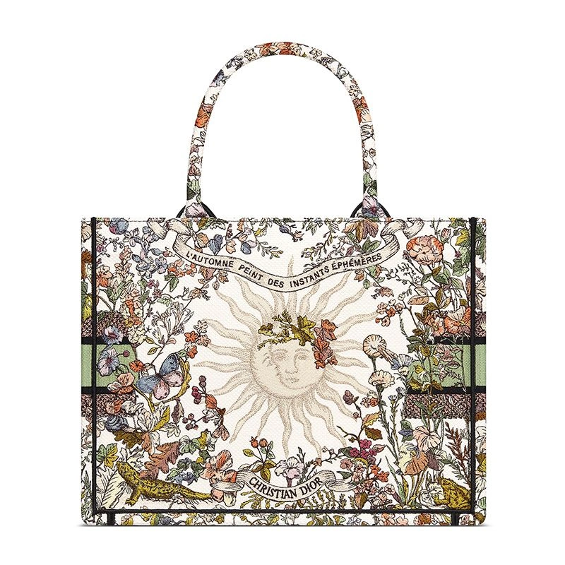 GoAnywhere 7469 Dior Book Tote In 4 Saisons Printemps Soleil Motif Canvas White Green - Image 3