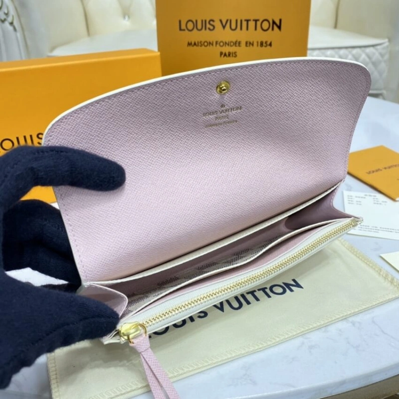 Rose Ball Louis Vuitton Damier Azur Emilie Wallet Pink - Image 9