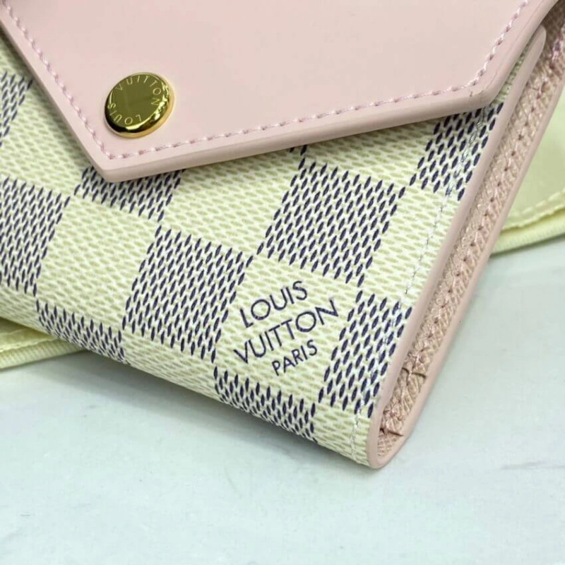 Goldcolou Louis Vuitton Damier Azur Zoe Wallet Pink - Image 4