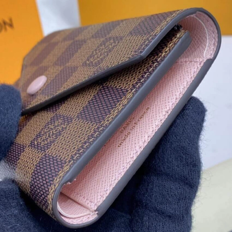 Grained c Louis Vuitton Damier Ebene Victorine Wallet Pink - Image 4