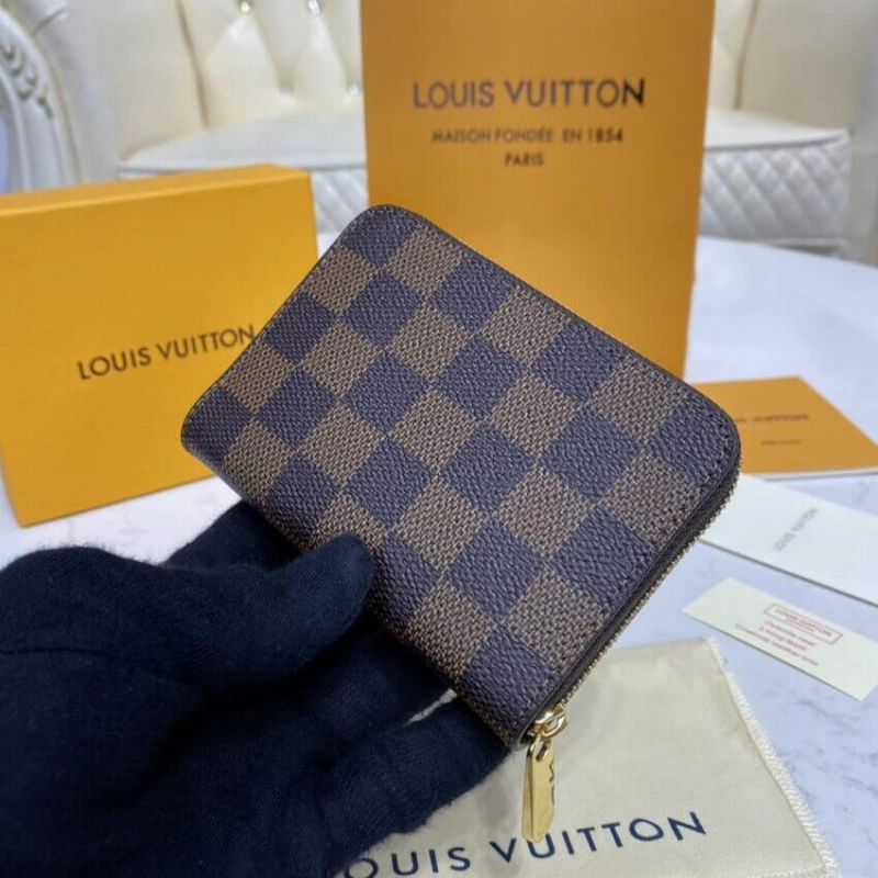 4 card sl Louis Vuitton Damier Ebene Zippy Coin Purse Brown - Image 3