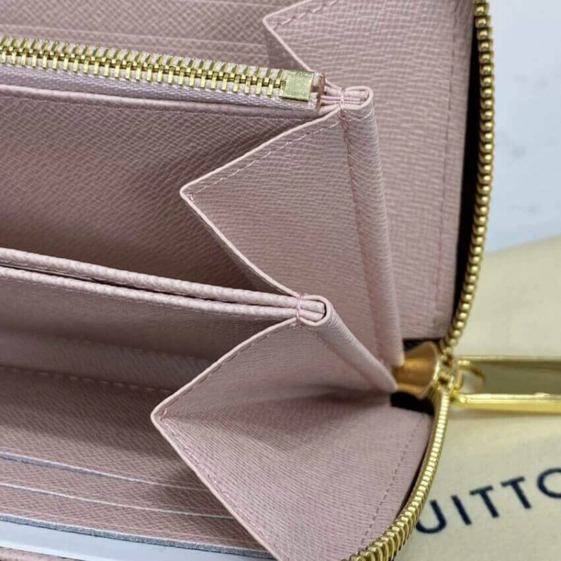 1 open co Louis Vuitton Damier Ebene Zippy Wallet Pink - Image 8