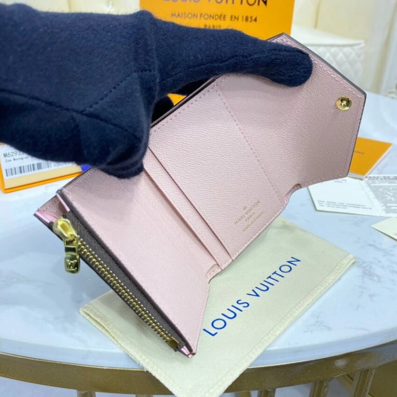 Zipped co Louis Vuitton Damier Ebene Zoe Wallet Pink - Image 8