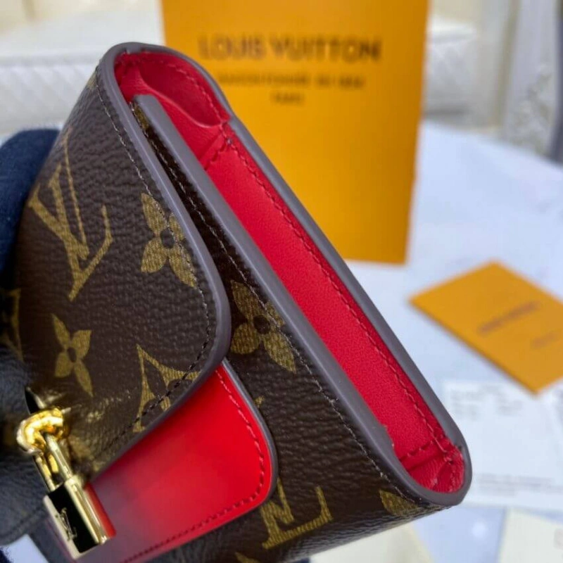 Monogram Louis Vuitton Flower Compact Wallet Red - Image 5