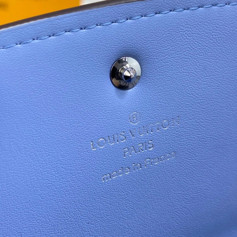 2 large c Louis Vuitton Iris Wallet in Blue Gradient Mahina Perforated Leather - Image 8