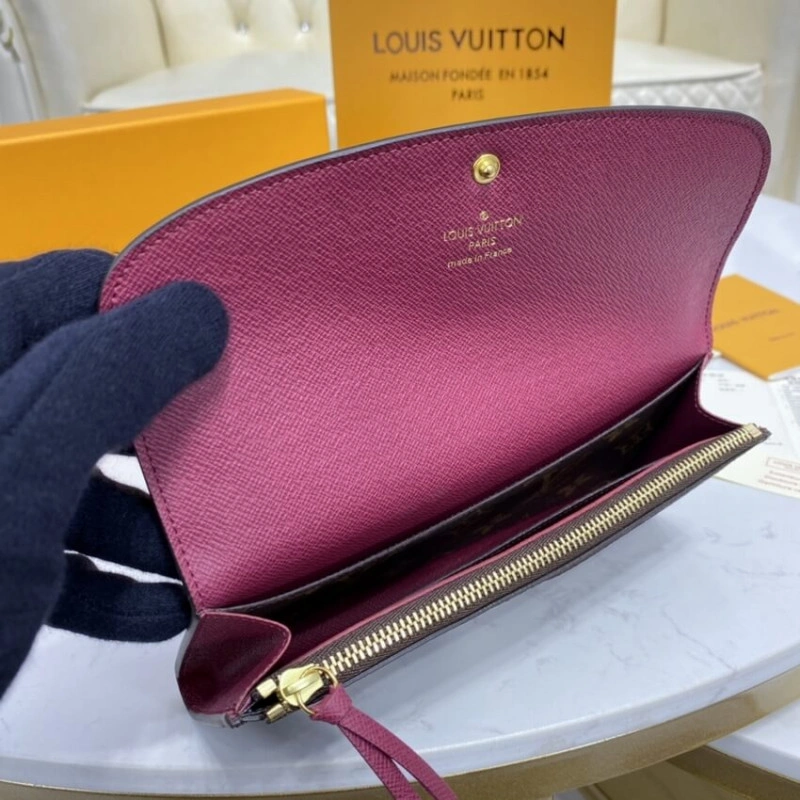4 credit Louis Vuitton Monogram Canvas Emilie Wallet Fuchsia - Image 8