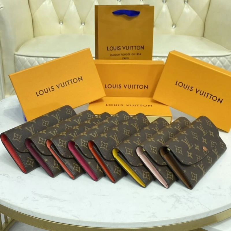 4 credit Louis Vuitton Monogram Canvas Emilie Wallet Orange - Image 9