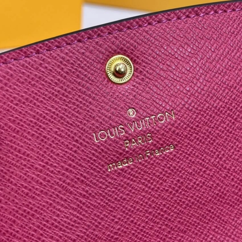 Shiny gol Louis Vuitton Monogram Canvas Emilie Wallet Rose Red - Image 8