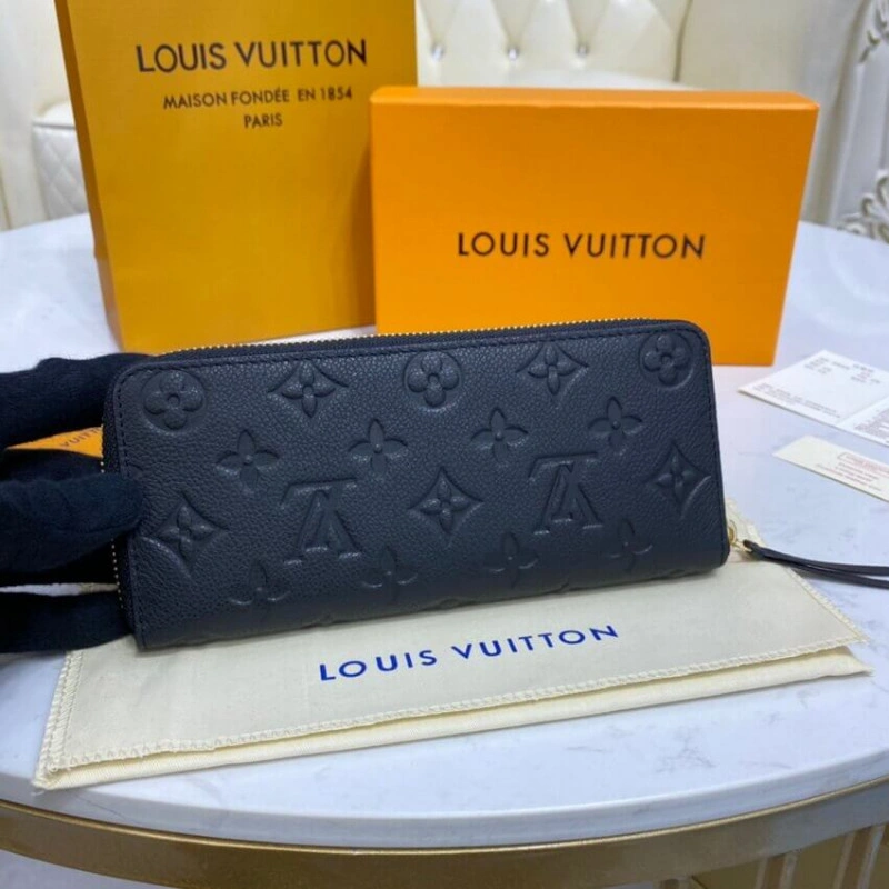 Supple gr Louis Vuitton Monogram Empreinte Leather Clemence Wallet Black - Image 3
