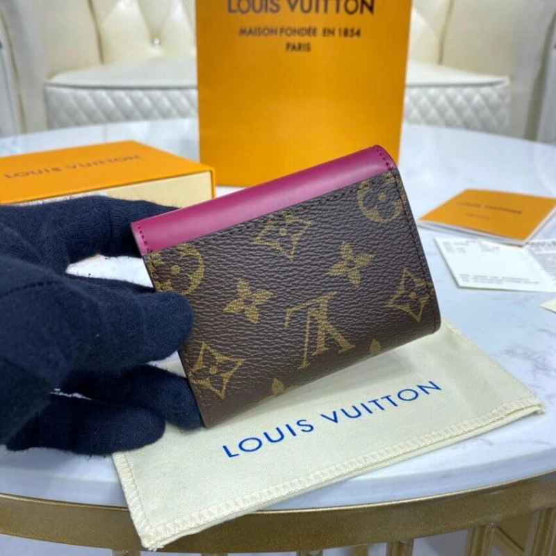 1 flat ba Louis Vuitton Monogram Zoe Wallet Fuchsia - Image 3
