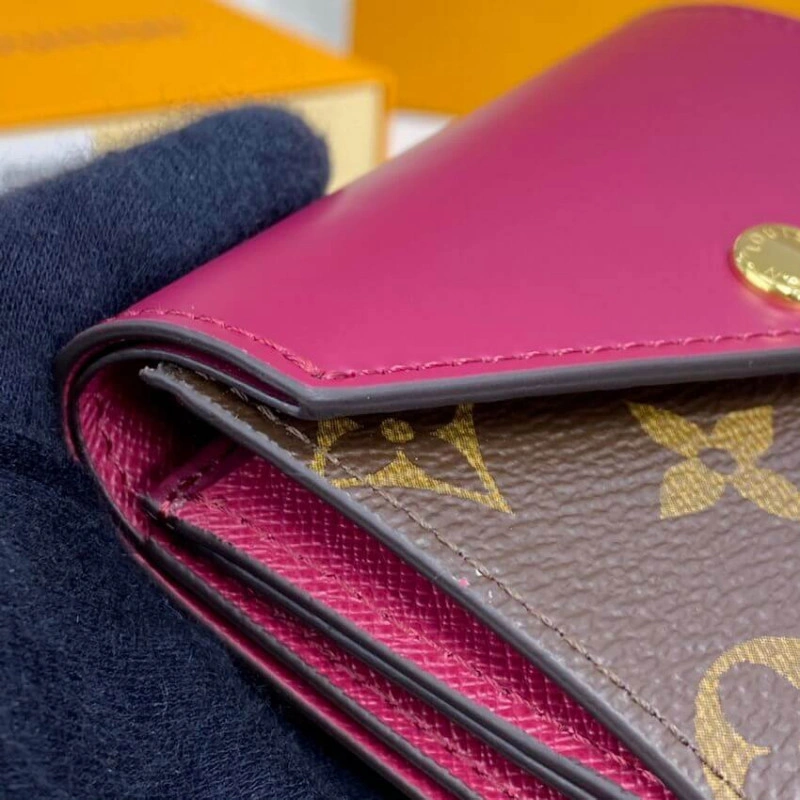 1 flat ba Louis Vuitton Monogram Zoe Wallet Fuchsia - Image 6