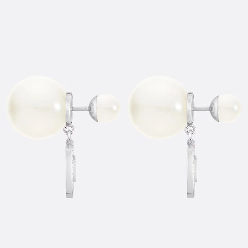 ModernLook 3735 Dior Tribales Earrings Metal, Pearls and Crystals Silver - Image 3