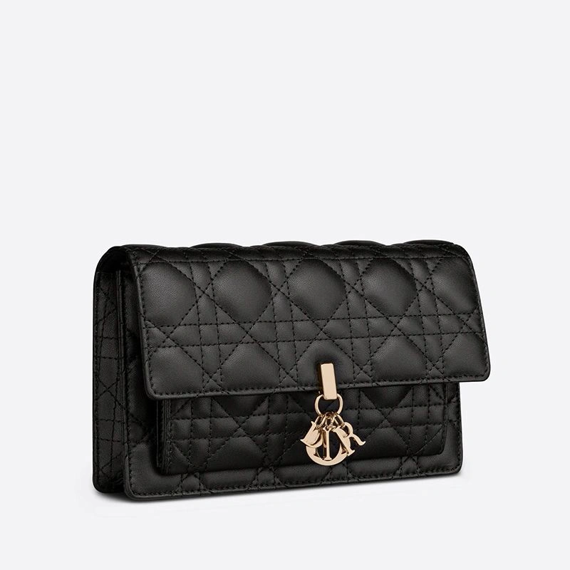 NewStyle 5457 Lady Dior Chain Pouch Cannage Lambskin Black - Image 3
