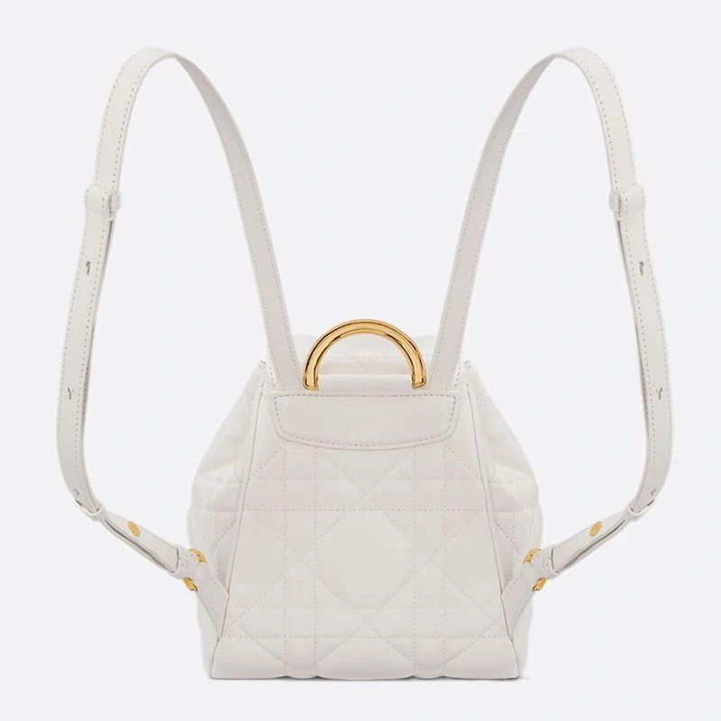 Small Dior Caro Backpack In Macrocannage Lambskin White DailyWear 2815 - Image 3