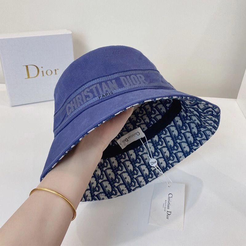 SportInspired 1086 Christian Dior Bucket Hat Oblique Motif Denim Blue - Image 3