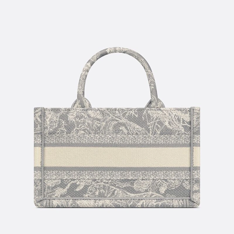 StreetReady 7614 Mini Dior Book Tote with Strap In Toile De Jouy Motif Canvas Grey - Image 3