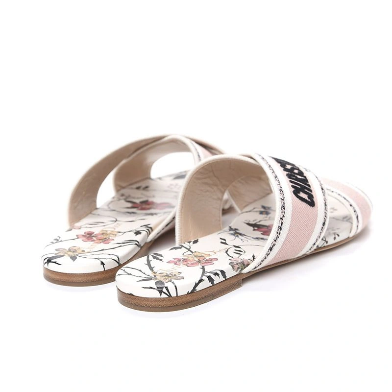 UrbanStyle 5945 Christian Dior Granville Slides Women Rosa Mutabilis Motif Canvas White - Image 3
