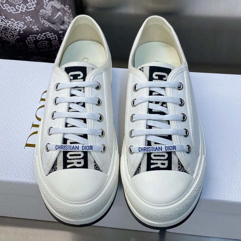 Walk'N'Dior Platform Sneakers Unisex Canvas White TopPick 2033 - Image 3