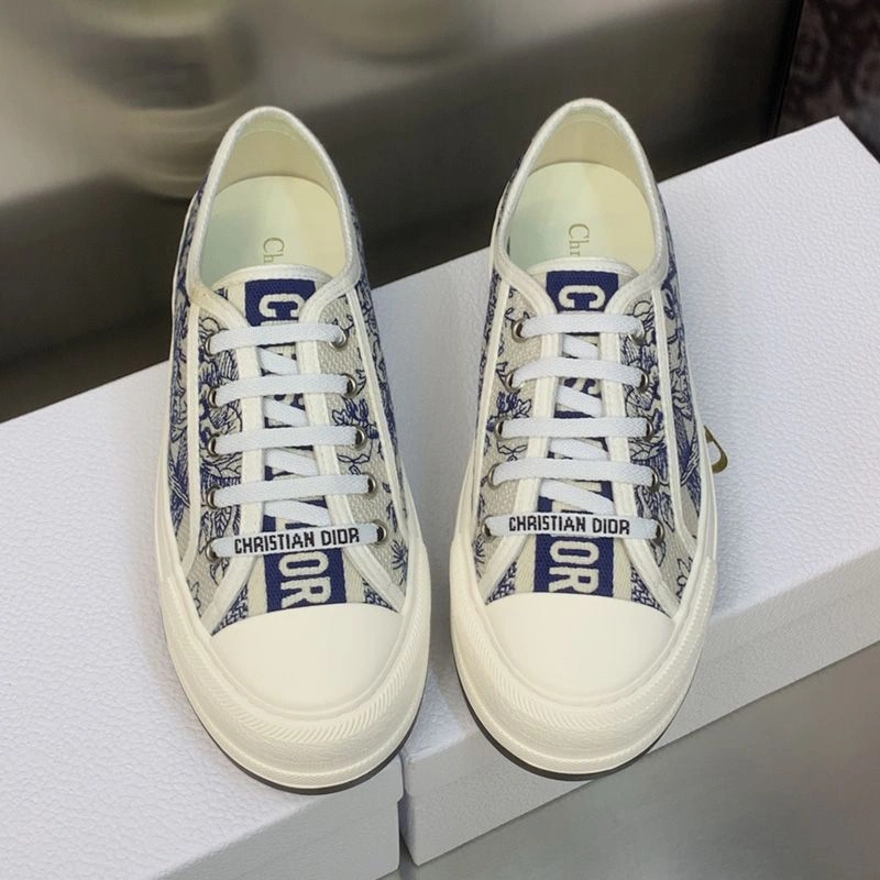 Walk'N'Dior Platform Sneakers Unisex Jardin d'Hiver Motif Canvas Blue BestValue 829 - Image 3