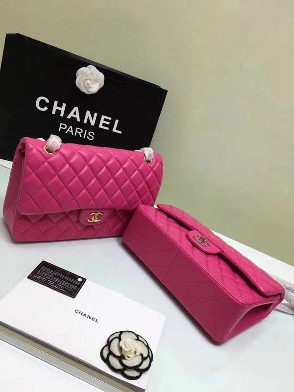 GoAnywhere CHANEL 1112 Rose Red large Size 30 Lambskin Leather Flap Bag With Gold Silver Hardware 850 - Image 4