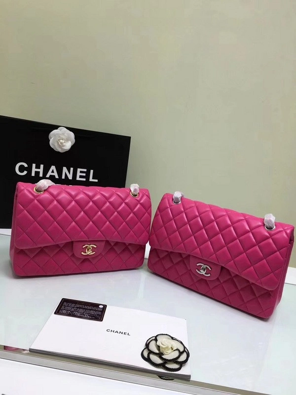 GoAnywhere CHANEL 1112 Rose Red large Size 30 Lambskin Leather Flap Bag With Gold Silver Hardware 850 - Image 11