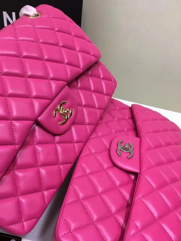 GoAnywhere CHANEL 1112 Rose Red large Size 30 Lambskin Leather Flap Bag With Gold Silver Hardware 850 - Image 9