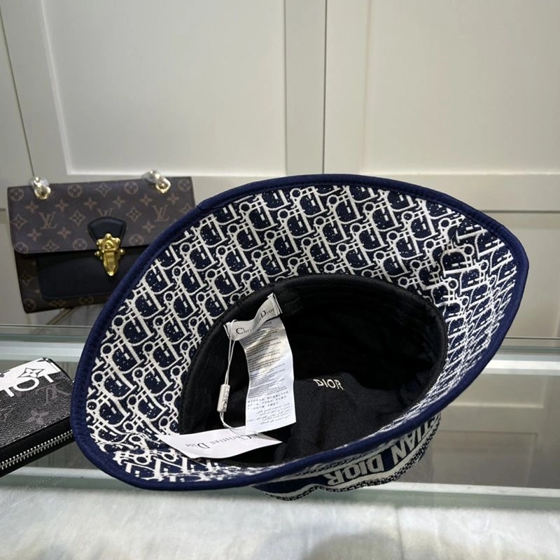 Christian Dior Bucket Hat D-Oblique Motif Canvas Navy Blue - Image 3