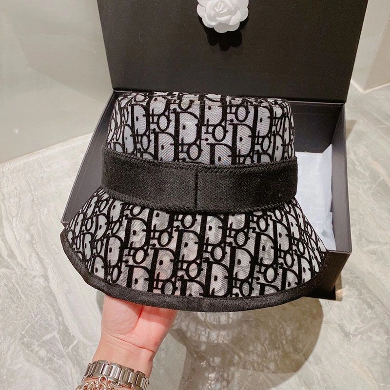 Christian Dior Bucket Hat D-Oblique Motif Mesh Grey - Image 3