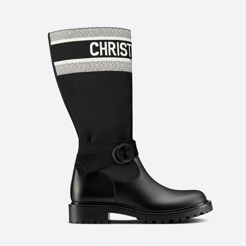 Christian Dior D-Major Boots Women Technical Fabric and Calfskin Black White - Image 3