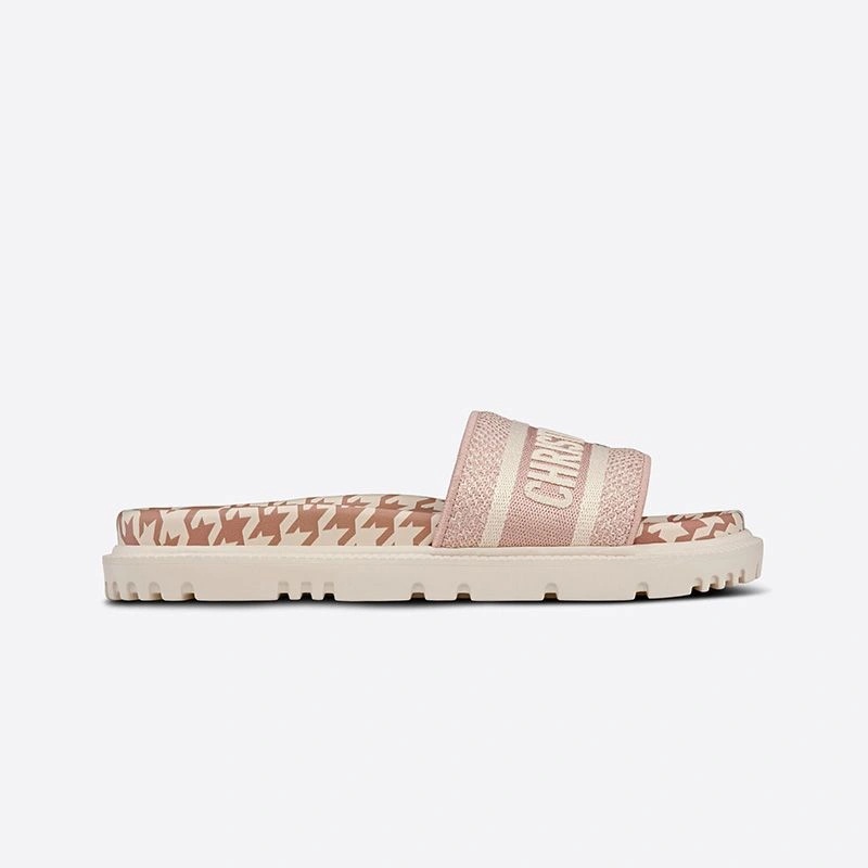 Christian Dior Dway Slides Women Micro Houndstooth Motif Cotton Cherry - Image 3