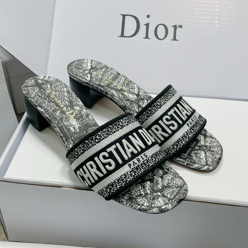 Christian Dior Dway Slides Women Plan de Paris Motif Canvas Black - Image 4