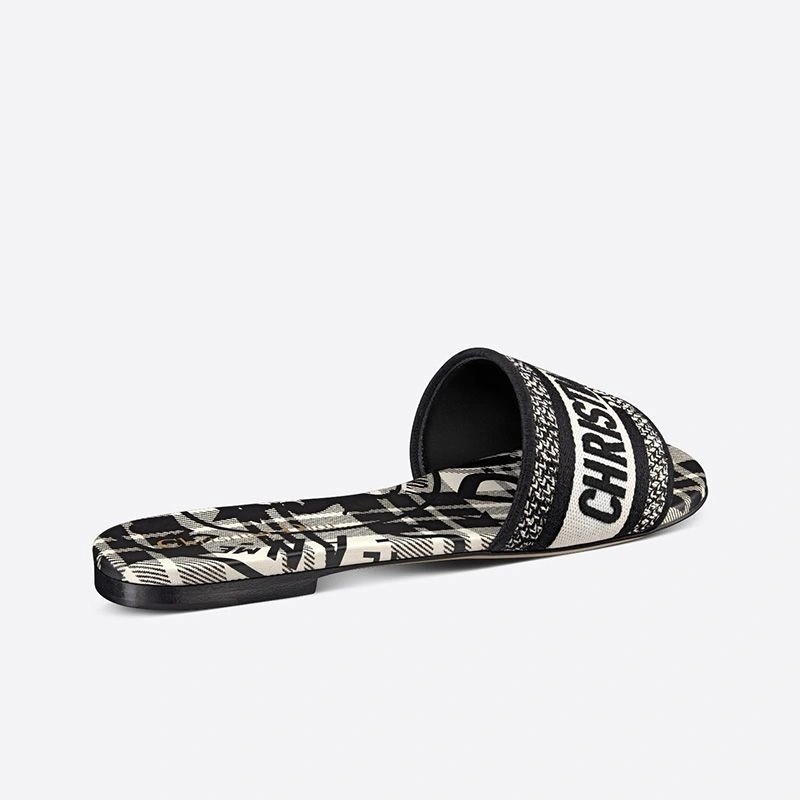 Christian Dior Dway Slides Women Jute Check'n'Dior Motif Canvas White - Image 3