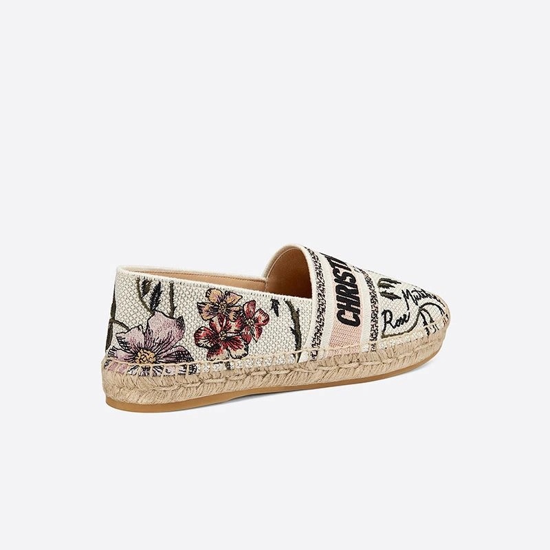 Christian Dior Granville Espadrilles Women Rosa Mutabilis Motif Canvas White - Image 3