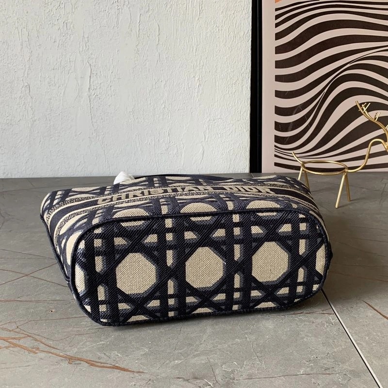 Christian Dior Hat Basket Bag Macrocannage Motif Canvas Blue - Image 3