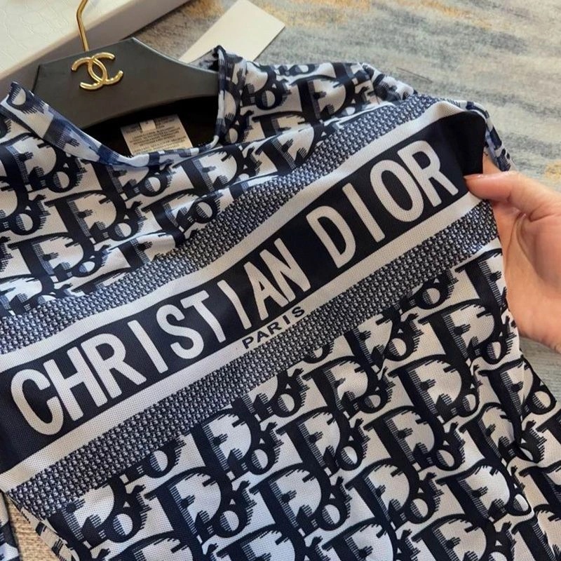 Christian Dior Bodysuit Women Oblique Motif Lycra Blue - Image 3