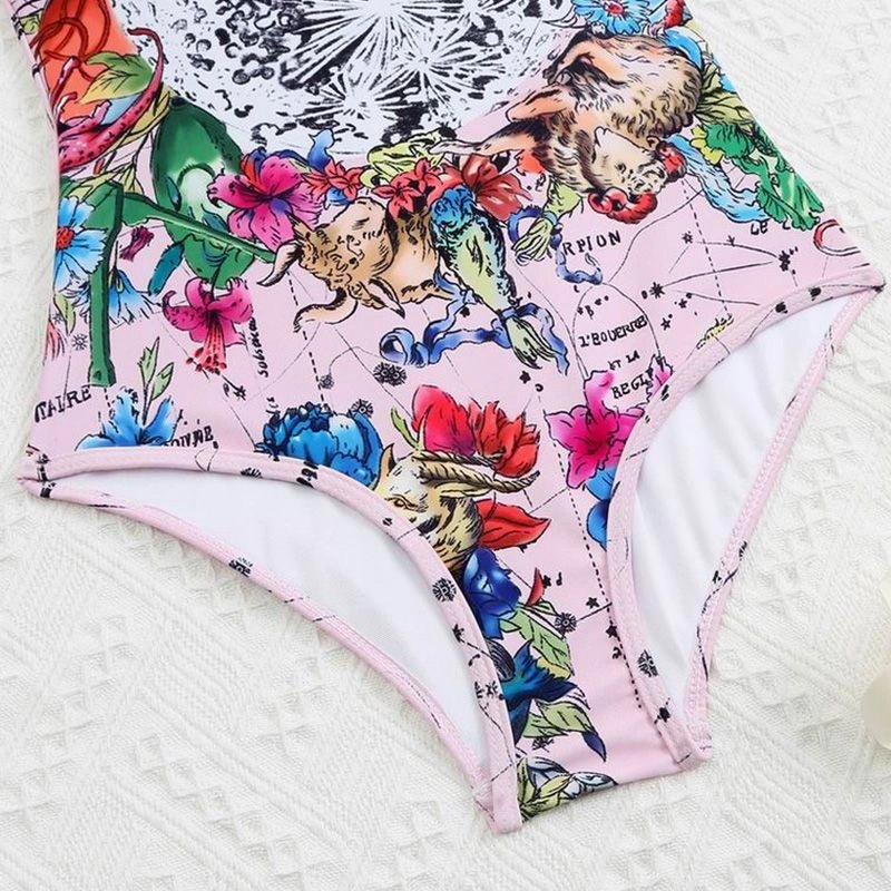 Christian Dior Swimsuit Women Zodiac Motif Lycra Pink - Image 3